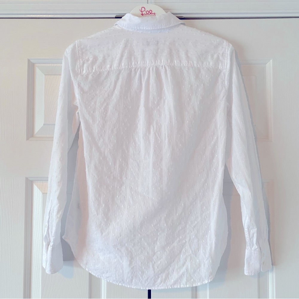 Talbots White Clip Dot Button Down Top, XS - Picture 2 of 8